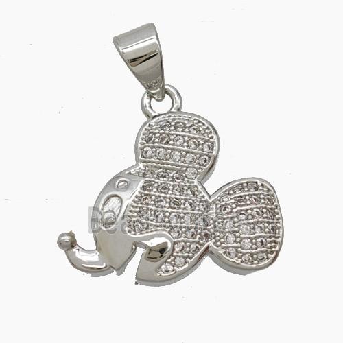 Copper Elephant Pendant Pave Zirconia Fish Platinum Plated