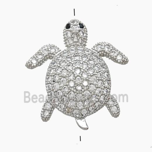 Copper Tortoise Beads Pave Zirconia Platinum Plated