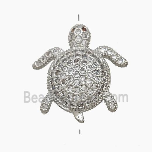 Copper Tortoise Beads Pave Zirconia Platinum Plated