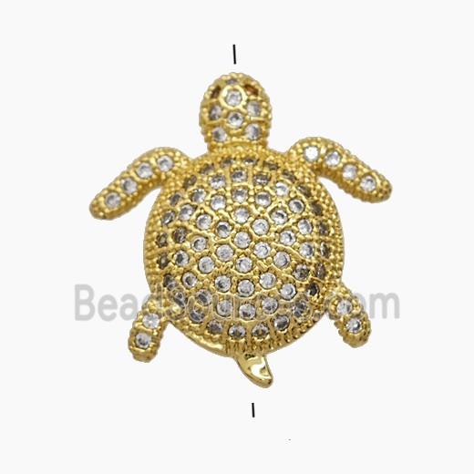Copper Tortoise Beads Pave Zirconia 18K Gold Plated