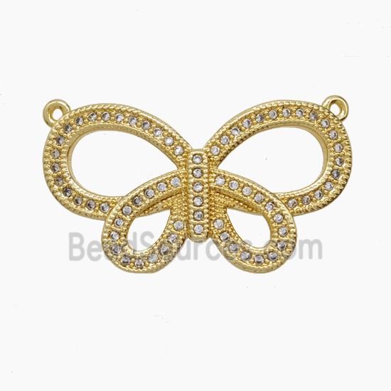 Copper Butterfly Pendant Pave Zirconia 2loops 18K Gold Plated