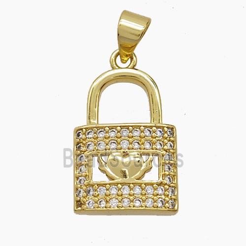 Copper Lock Pendant Pave Zirconia 18K Gold Plated