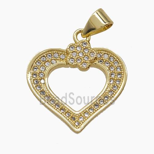 Copper Heart Pendant Pave Zirconia 18K Gold Plated