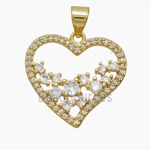 Copper Heart Pendant Pave Zirconia 18K Gold Plated