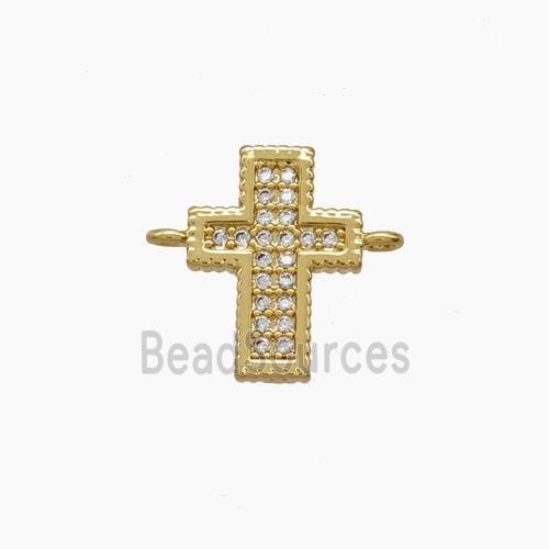 Copper Cross Connector Pave Zirconia 18K Gold Plated
