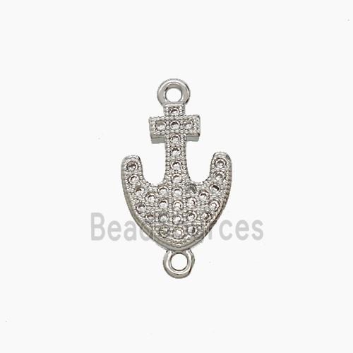 Copper Anchor Connector Micropave Zirconia Platinum Plated