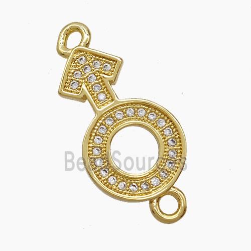 Copper Male-Sign Connector Pave Zirconia 18K Gold Plated