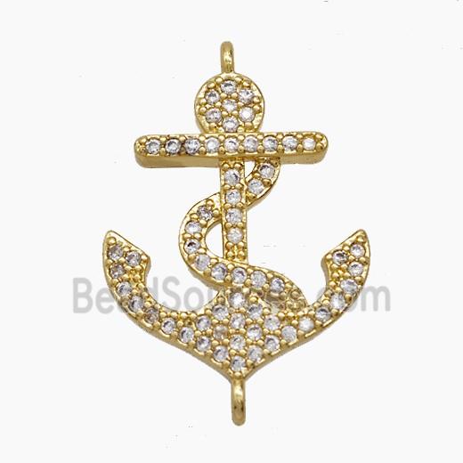 Copper Anchor Pendant Pave Zirconia 18K Gold Plated