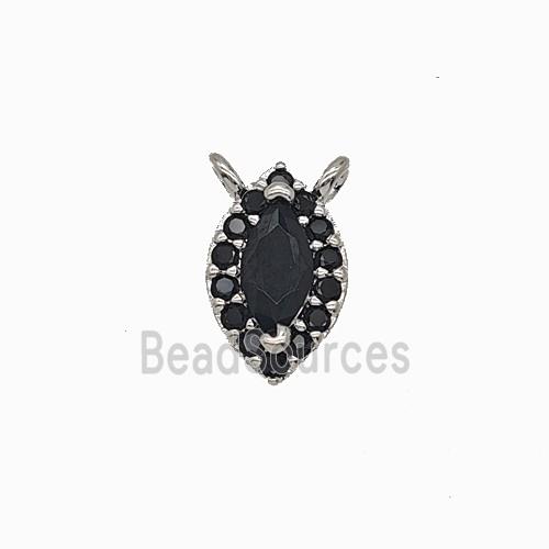 Copper Eye Pendant Pave Zirconia Black Crystal Glass 2loops Platinum Plated