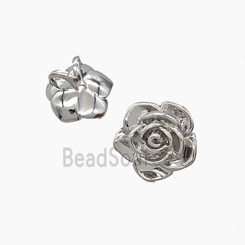 Copper Rose Flower Pendant Platinum Plated