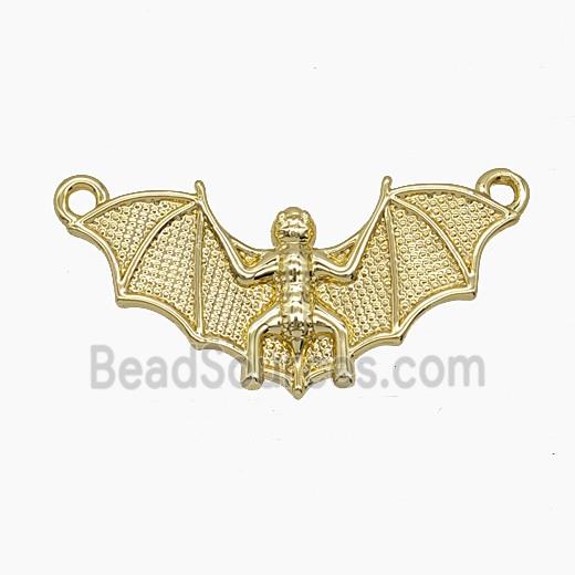 Halloween Bat Charms Copper Pendant 2loops Gold Plated