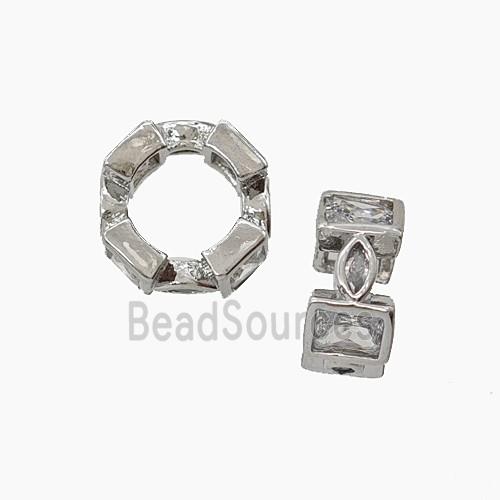 Copper Circle Beads Pave Zirconia Platinum pLated