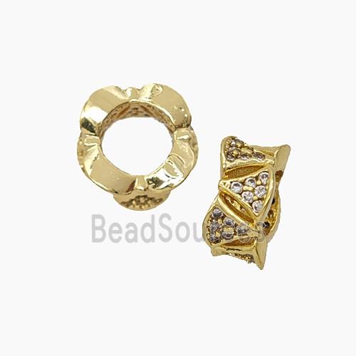 Copper Circle Beads Pave Zirconia Gold Plated