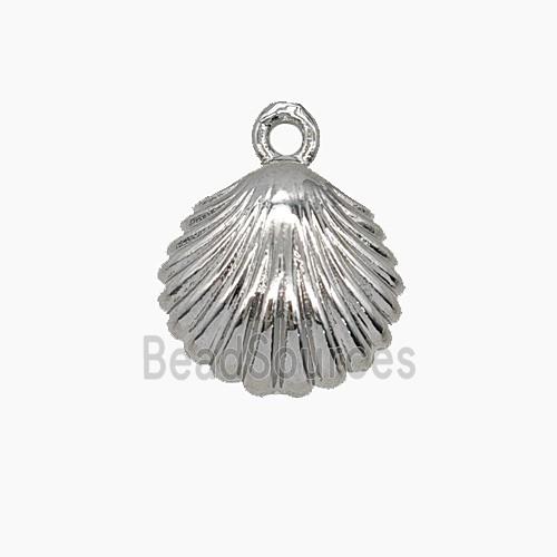 Copper Scallop Shell Pendant Platinum Plated