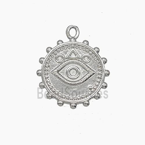 Copper Eye Pendant Circle Platinum Plated