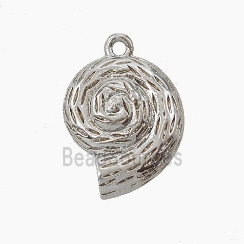 Copper Spiral Shell Pendant Platinum Plated