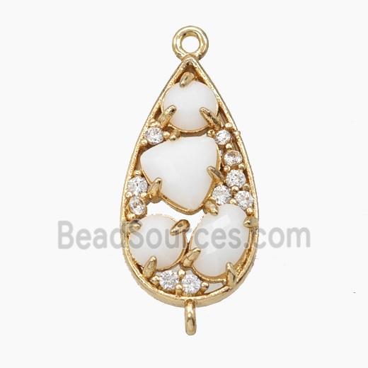Copper Teardrop Connector Pave Cateye Crystal Gold Plated