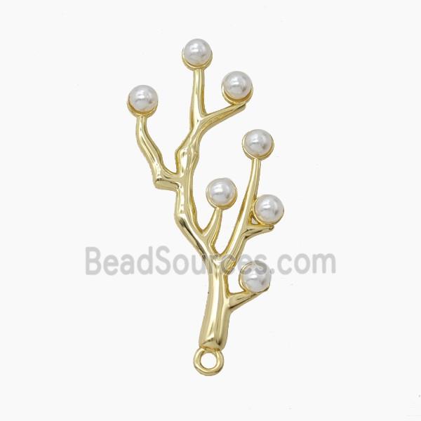 Copper Coral-Reef Pendant Pave Resin Gold Plated