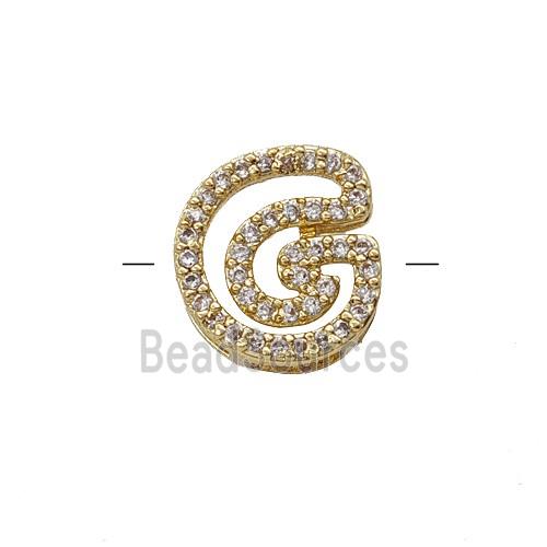 Copper Letter-G Beads Pave Zirconia Gold Plated