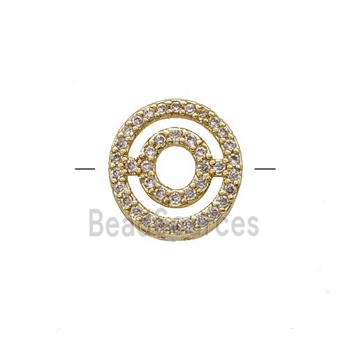 Copper Letter-O Beads Pave Zirconia Gold Plated
