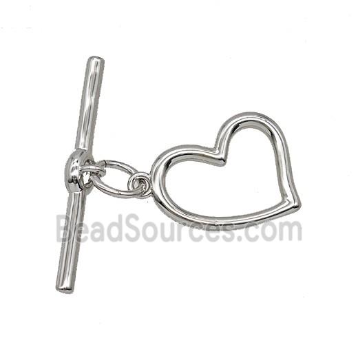Copper Heart Toggle Clasp Platinum Plated