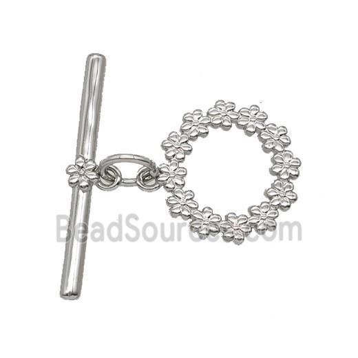 Copper Flower Toggle Clasp Platinum Plated