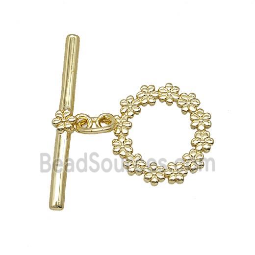 Copper Flower Toggle Clasp Gold Plated