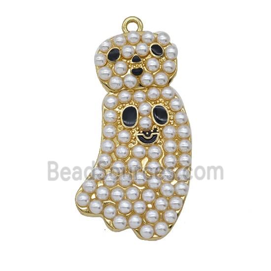 Halloween Ghost Charms Copper Pendant Pave Resin Gold Plated