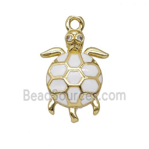 Copper Tortoise Pendant White Enamel Gold Plated