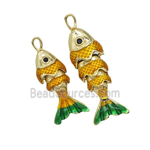 Copper Fish Pendant Yellow Painted Gold Plated