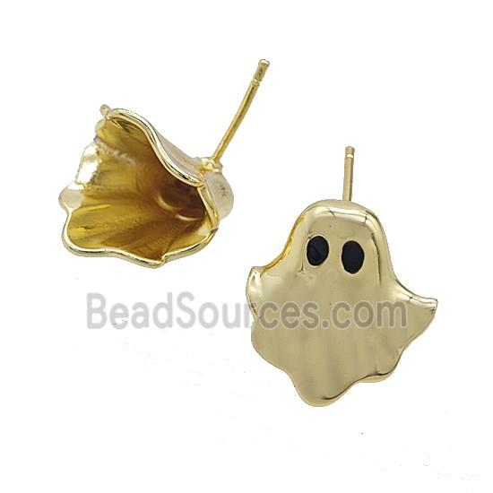 Halloween Ghost Copper Stud Earrings Gold Plated