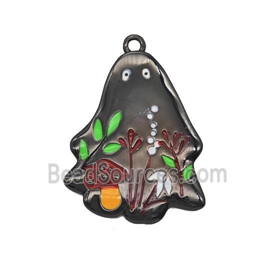 Halloween Ghost Charms Copper Pendant Multicolor Enamel Flower Black Plated