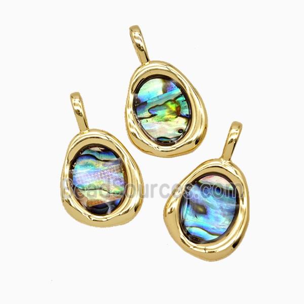 Copper Slice Pendant Pave Abalone Shell 18K Gold Plated