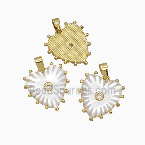 Copper Heart Pendant Pave Shell 18K Gold Plated