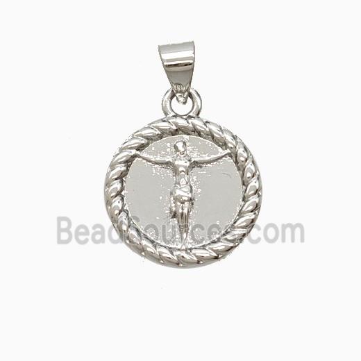 Copper Jesus Pendant Platinum Plated