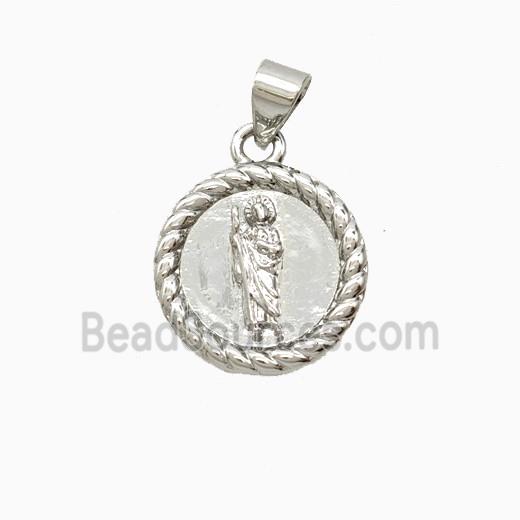 Copper Saint Jude Pendant Platinum Plated