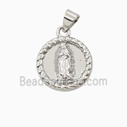 Copper Virgin Mary Pendant Platinum Plated