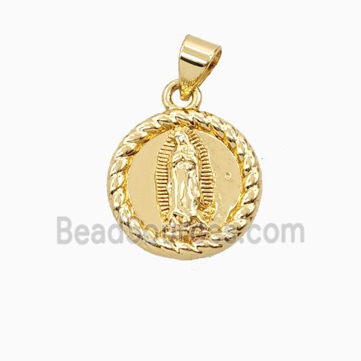 Copper Virgin Mary Pendant 18K Gold Plated
