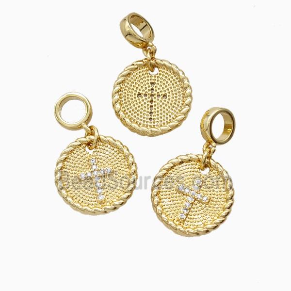 Copper Cross Pendant Pave Zirconia 18K Gold Plated