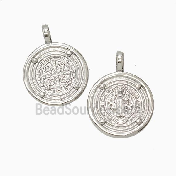 Copper Saint Jude Pendant Platinum Plated