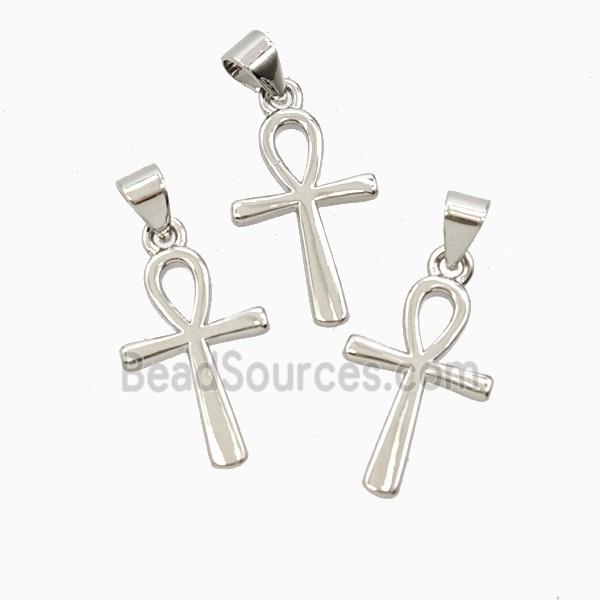 Copper Ankh Cross Pendant Platinum Plated
