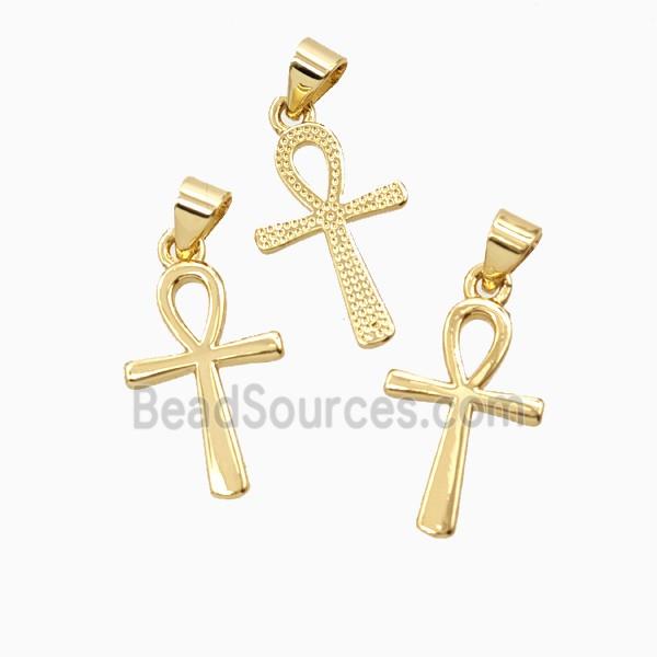 Copper Ankh Cross Pendant 18K Gold Plated