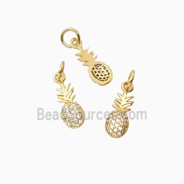 Copper Pineapple Pendant Micropave Zirconia 18K Gold Plated
