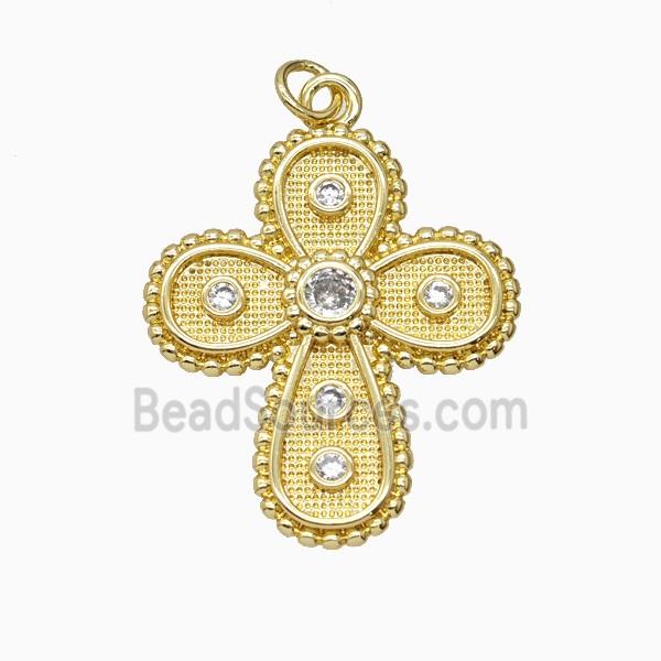 Copper Cross Pendant Pave Zirconia 18K Gold Plated