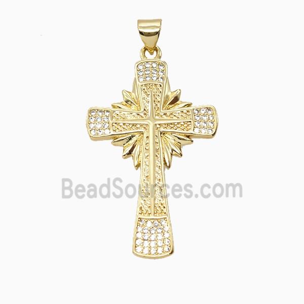 Copper Cross Pendant Pave Zirconia 18K Gold Plated