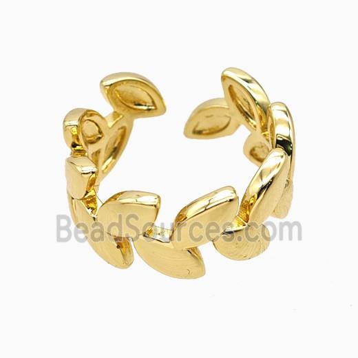 Copper Leaf Rings 18K Gold Plated
