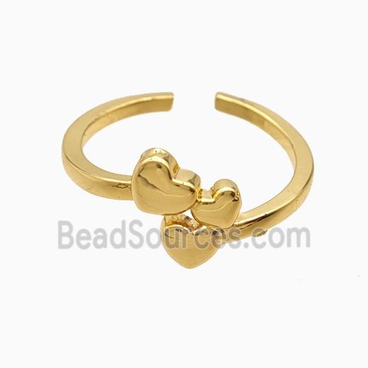 Copper Heart Rings 18K Gold Plated