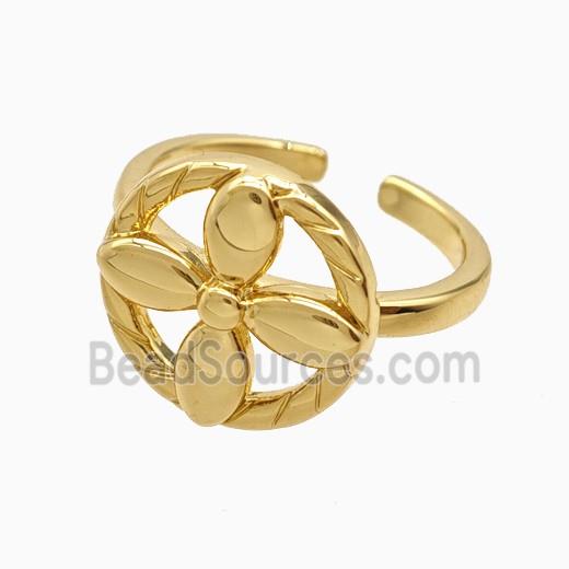 Copper Clover Rings 18K Gold Plated