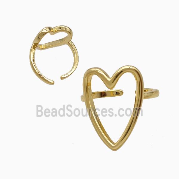 Copper Heart Rings 18K Gold Plated