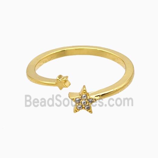 Copper Star Rings Pave Zirconia 18K Gold Plated